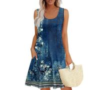 Vestidos Verano Mujer 2026, Sundress, Women Dresses Cortas Talla Grande Largos Larga Cortos Deportivo Fiesta 2026 Sin Mangas Cuello Redondo Ropa Casual Ropa Elegante, Vestidos Elegantes Mujer, XL
