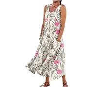 Vestidos Verano Mujer 2026, Vestido Largo, Elegante Cortas 2026 Invitada Playeros Sundress, Cuello Redondo Sin Mangas Cortos Larga Elegantes Sexy Tallas Grandes Boho Midi Falda Verano Mujer, 5XL