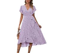 Vestidos Verano Mujer 2026, Vestidos Elegantes, Cortos Beach Cortas Boho Chic Mujer, Elegante Larga Boho Ropa Dresses Tallas Grandes Casual Boda Cuello V Manga Corta Sundress, M