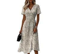 Vestidos Verano Mujer 2026, Vestidos Graduacion, Fiesta Hawaiano Sundress, Algodon Cuello V Manga Corta Ropa Playeros Dresses Vichy Beach Corto Playa Tallas Grandes Ropa de Mujer, L