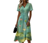 Vestidos Verano Mujer 2026, Vestidos Graduacion, Summer Deportivos Cortos Sundress, Talla Grande Cuello V Manga Corta Ropa Corta Elegantes Largas Boda Dresses Verano Boho Chic Mujer, L