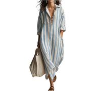Vestidos Verano Mujer 2026, Vestidos Largos Casual, Vichy Ropa Mujer Verano, Boho Sueltos Dress Largos Tallas Grandes Elegantes Cuello V Manga Larga Chic Cortos 2026 Women Robe Ete Femme XXL