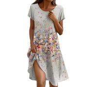 Vestidos Verano Mujer 2026, Vestidos, Manga Corta Cuello Redondo Elegantes Ropa Cortos Playa Frescos Cortas Midi Boho Pareo Dresses Casual Talla Grande Summer Dress, Ropa Elegante Mujer, M