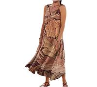 Vestidos Verano Mujer 2026, Vestidos Playeros Mujer 2026, Sueltos Boda Cuello Redondo Sin Mangas Playeros Talla Grande Midi Dress Elegante Corta Corto Chic Deportivo Summer Dress, Ropa Hippie, 4XL