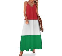 Vestidos Verano Mujer Bandera Húngara Sin Mangas Tallas Grandes Vestido Rayas Exóticas Largo Cuello V Elástico Maxi Vestido De Playa con Tirantes Finos Casual Fiesta S-5Xl, Rojo