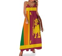 Vestidos Verano Mujer Bandera Sri Lanka Sin Mangas Tallas Grandes Vestido Emblema Nacional León Largo Cuello V Elástico Maxi Vestido De Playa con Tirantes Finos Casual Fiesta S-5Xl, Púrpura