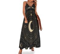 Vestidos Verano Mujer Carta Astrológica Vestido Largo Sin Mangas Cuello en V Objetos Astrológicos Oscuros Vestido de Playa de Tirantes Transpirable Ligero para Playa, Ligero Informal