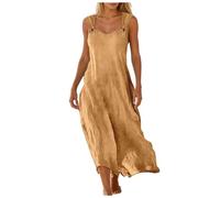 Vestidos Verano Mujer sin Mangas Escote en V Largo Vestido de Lino y Algodón Holgados Ligeros y Fluidos Vestidos Elegante Roba Ligera y Elegante para Fiesta Playa Vacaciones