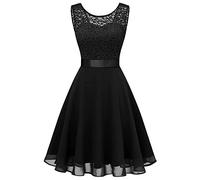 Vestidos Verano Mujer Vestido Corto de Cóctel Top Falda de Encaje Columpio de Gasa para Boda de Bola Vestido de Encaje sin Mangas de Color Sólido