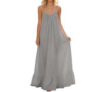 Vestidos Verano Mujer Vestido Largo Informal sin Mangas con Espalda Abierta y Corte Holgado para el hogar (Grey, XXL)