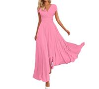 Vestidos Verano Mujer Vestido Veraniego de Estilo Bohemio con Escote en V, Manga Corta Cintura Ajustada (XXXXXL)