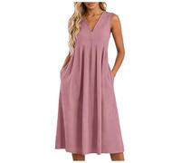Vestidos Verano Mujer Vestidos Verano Mujer Largos, Cuello En V Uso Diario Estilo Casual Fresco Cómodo Vestido De Fiesta Mujers Elegantes Vestido Tejido Elástico Frío