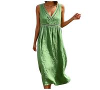 Vestidos Verano Mujer Vestidos Verano Mujer Largos, Delicado Cuello En V Falda con Volantes Cómodo Vestido De Fiesta Mujers Elegantes Vestido Tejido Elástico Frío