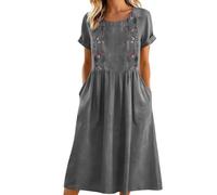 Vestidos Verano Mujer Vestidos Verano Mujer Largos, Estampado Floral Pliegues De Cintura con Bolsillos Vestido De Fiesta Mujers Elegantes Vestido Tejido Elástico Frío