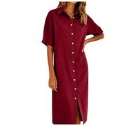Vestidos Verano Mujer Vestidos Verano Mujer Largos, Mezcla De Algodón Y Lino Silueta Recta Uso Diario Vestido De Fiesta Mujers Elegantes Vestido Tejido Elástico Frío