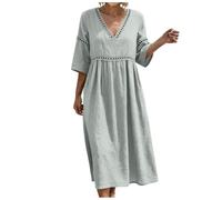 Vestidos Verano Mujer Vestidos Verano Mujer Largos, para Vacaciones Cuello En V Sencillo Silueta Recta Vestido De Fiesta Mujers Elegantes Vestido Tejido Elástico Frío
