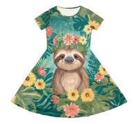 Vestidos Verano NiñAs,Vestido Casual De Manga Corta con Estampado De Dibujos Animados para NiñAs PequeñAs Conjunto Divertido para Un DíA De Verano Falda CóModa para Dar Vueltas