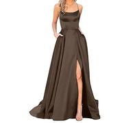 Vestidos vestidos de fiesta del siglo 19 para mujer, largo, elegante, sin espalda, vestidos largos, de satén, espaguetis, para fiesta, vestido de noche, abertura lateral, boda, fiesta de noche,