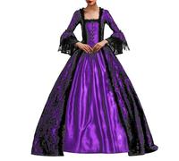 Vestidos victorianos para mujer, talla grande, retro, vintage, renacentista, corte de máscaras, rococó, barroco, María Antonieta, vestidos de baile real, Morado (, XL