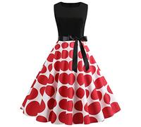 Vestidos vintage de los años 50 para mujer, vestido elegante de lunares sin mangas, vestido midi acampanado, vestido de fiesta, falda grande, con lazo en la cintura, vestidos para discoteca, baile,