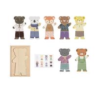 Vestir a la familia - Vestir Juego Diseño de animales | para niños, aprender a combinar juguetes y ordenar ropa en tabla de madera para fingir jugar en el aula de viaje