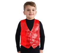 Vestite il gilet di paillettes americano per bambini - gilet da ballo lucido rosso per ragazzi - costume da festa per ragazze e ragazzi