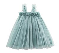 Vestito da Festa per le Feste con Fiori in rete Senza Maniche per Bambine, in Costume da ballo (Blue, 2-3 Years)