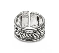 Vestopazzo Anillo banda con acabado trenzado, medida ajustable. Chapado en plata. Níquel tested. Elaboración artesanal. MI5045, Talla única, Plata, Sin piedras preciosas