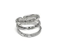 Vestopazzo Anillo textur mix.Talla única,medida ajustable.Chapado en plata.Níquel tested.Elaboración artesanal.Unisex.MI5051, Talla única, Plata, Sin piedras preciosas