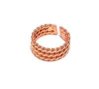 Vestopazzo Anillo tres líneas trenza color oro rosa chapado en cobre. Prueba de níquel, elaboración artesanal, talla única. MRG4005, Talla única, Oro rosa, Sin piedras preciosas