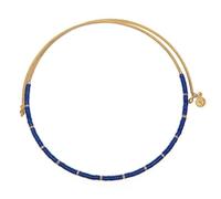 Vestopazzo Collar gargantilla arandelas de latón. Media luna ajustable de muelle con micro arandelas de cristal de color índigo. Colección fiesta. Níquel tested., talla única, FIS13000, tg unica,