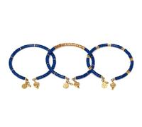 Vestopazzo Juego de 3 pulseras abiertas de latón con arandelas de cristal de color índigo y latón. TG único. Colección Fiesta FIS13102, Talla única, Vidrio, ninguna.