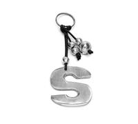 Vestopazzo Llavero letra. Níquel testado, elaboración artesanal hecha a mano de aluminio 100% reciclado. Unisex, Negro , Talla única