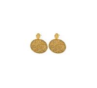 Vestopazzo Pendientes 2 redondos. 2 círculos planos efecto forjado de latón. Níquel testado. Elaboración artesanal. Unisex.DD16117, M, Latón, No es una piedra preciosa, dorado