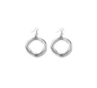 Vestopazzo Pendientes con forma redonda. Aros irregulares de 4 cm de diámetro. Aluminio 100 % reciclado. Níquel testado. Elaboración artesanal, unisex. AL17396, medium, plata, M, Aluminio, Sin piedra