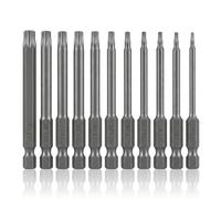 VESTTIO Seguridad Torx Destornilladores Bit Set 11 unids 1/4 pulgadas eje hexagonal 3 pulgadas/75 mm longitud S2 acero S2 S2 S2 prueba de sabotaje estrella 6 punto con magnético para destornillador de