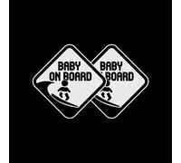 Vesvory 2 calcomanías de vinilo reflectantes para coche, diseño de bebé a bordo, 4.9 x 4.9 pulgadas, calcomanía reflectante de advertencia de seguridad para todos los automóviles (blanco)