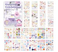Veszoen 1026 Piezas/24 Hojas Pegatinas Scrapbooking Botánico, Mariposa, Feliz Cumpleaños, Floral Material washi para DIY Manualidades Scrapbooking Álbumes de Recortes Decoración