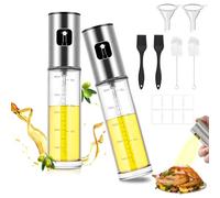 Veszoen 2 Piezas Pulverizador Aceite Spray 100ml Spray Aceite Cocina Aceitera Spray Pulverizador de Acero Inox y Vidrio, Dispensador Aceite Spray para Cocinar, Hornear, BBQ, con Embudo, Cepillo