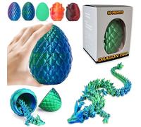 Veszoen Dragón Impreso en 3D, 30cm Dragón Articulado Impreso 3D, Dragón de Cristal con Huevo de Dragón para Automóviles, Oficinas y Decoración del Hogar(Láser Verde)