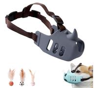 Vet-Approved Silicone Dog Muzzle - Breathable Anti-Bite Basket with Adjustable Strap, Allows Drinking/Eating/Panting for All Breeds & Snout Sizes + 3 Free Training Bouncy Balls (Grey,M(3"))