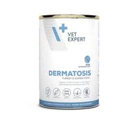 Vet Expert DERMATOSIS Dog Turkey & Guinea Fowl 400g - Alimento Veterinario húmedo para Perros con alergias en la Piel