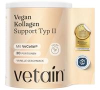VETAIN Colágeno vegano tipo 2 [300 g] - Con VeCollal, cúrcuma, vitamina C, zinc y biotina, para huesos y articulaciones, sin azúcar añadido, producido en Alemania, sabor a vainilla