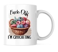 ¡Vete A La Mierda! Estoy Haciendo Crochet. Hobby De Crochet. Tazas Cerámica Taza De Café Con Asa Taza Para Bebidas Cacao Té 330Ml