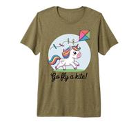 ¡Vete a Volar una Cometa! Lindo Unicornio Feliz Cometa Camiseta Premium