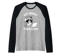 Vete Soy Introvertido Divertido Mapache Sarcástico Camiseta Manga Raglan