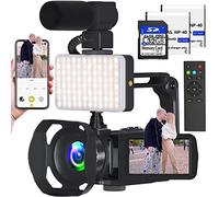 VETEK - Cámara de vídeo UHD WiFi, 8K, 48MP, visión nocturna, vlogging para YouTube, zoom digital 18X, pantalla LCD 3 pulgadas, cámara con micrófono, tarjeta SD 32GB