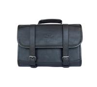 Vetelli Neceser de cuero para hombre, resistente al agua, 2 bolsillos internos con cremallera, 2 bolsillos internos con cierre a presión y gancho para colgar., Negro, Neceser con diseño único para