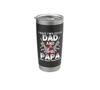 Veteran I Have Two Title Dad And Papa American Flag Vaso térmico de acero inoxidable de doble pared