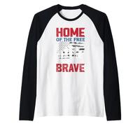 Veterano de la Bandera Estadounidense para Hombres, Mujeres, niños, hogar de los Libres Camiseta Manga Raglan